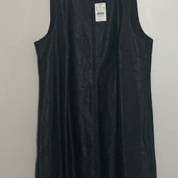 NWT J.Crew Black Faux Leather Shift Dress – Size 10 - Picture 2 of 5